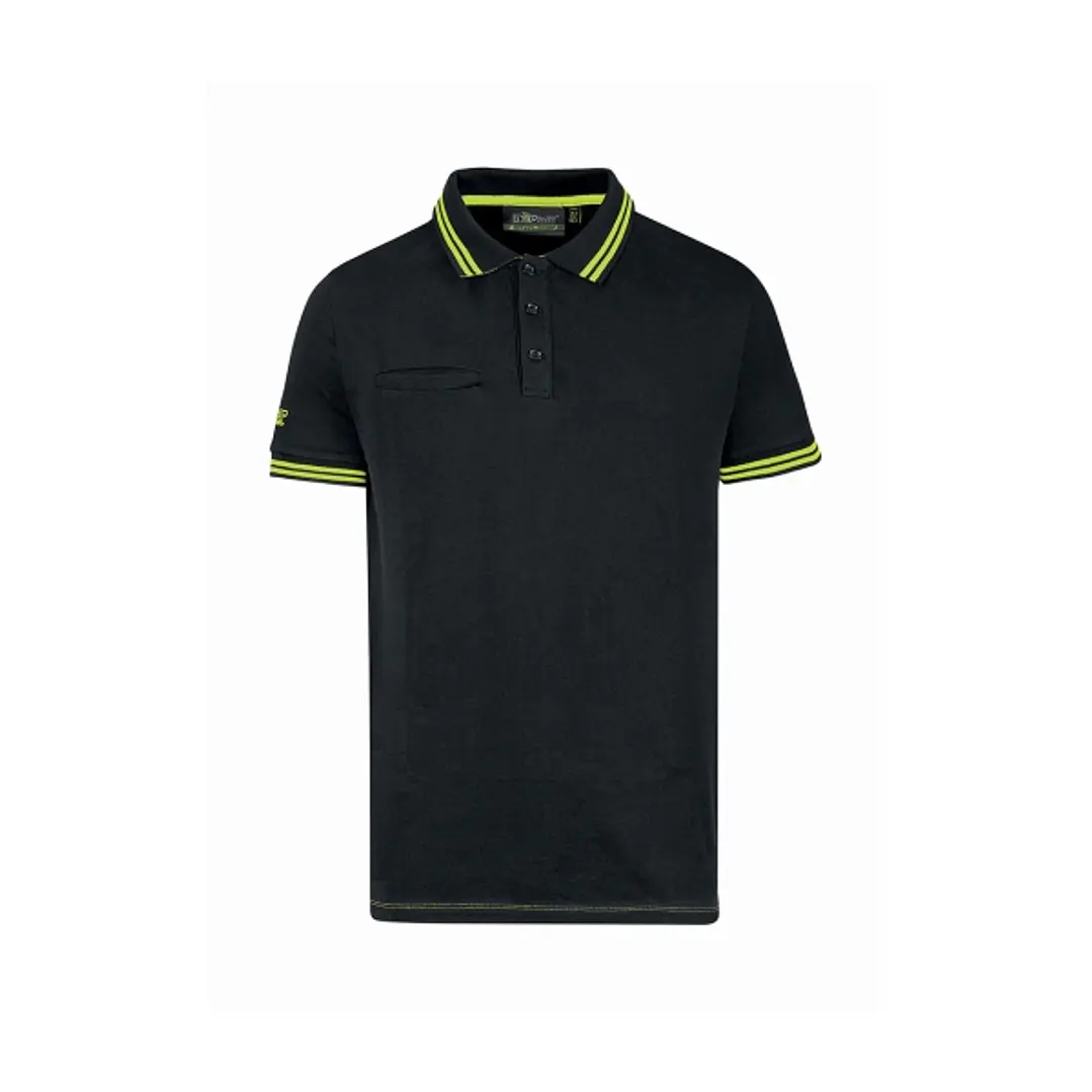 Upower Way Polo Hombre Manga Corta - Talla S - Algodon Stretch, Ajuste Slim Fit, Ribetes en Contraste, Cierre Tres Botones, Aberturas Laterales, Prote 1