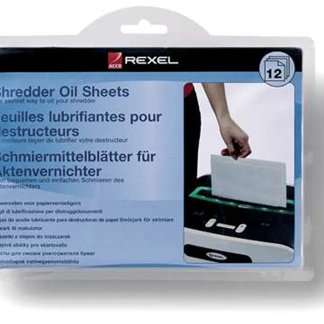 Rexel Pack de 12 Hojas Lubricantes para Destructoras 1