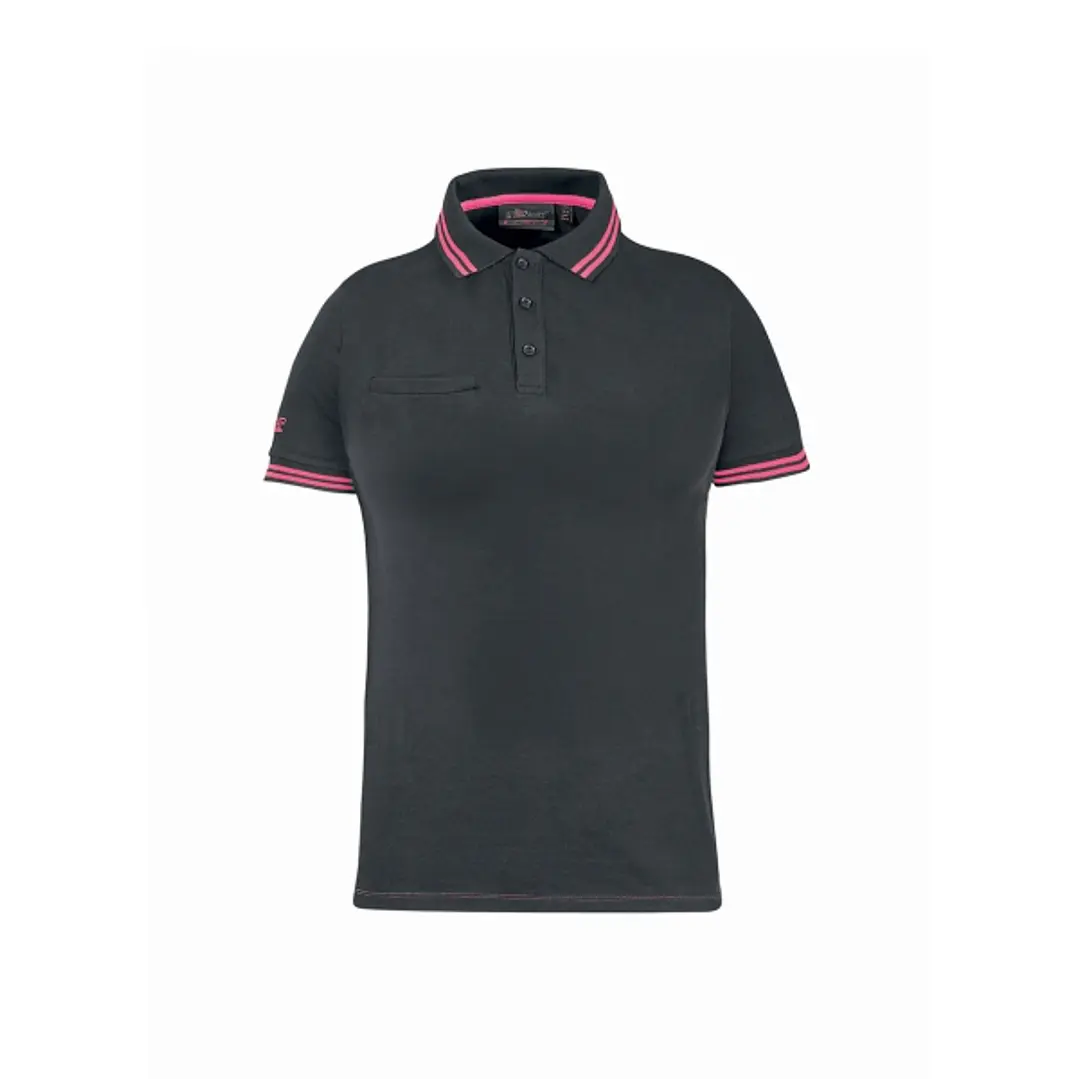 Upower Way Lady Polo Mujer Manga Corta - Talla S - Algodon Stretch, Ajuste Slim Fit, Transpirable, Ribetes en Contraste, Cierre de Tres Botones, Abert 1