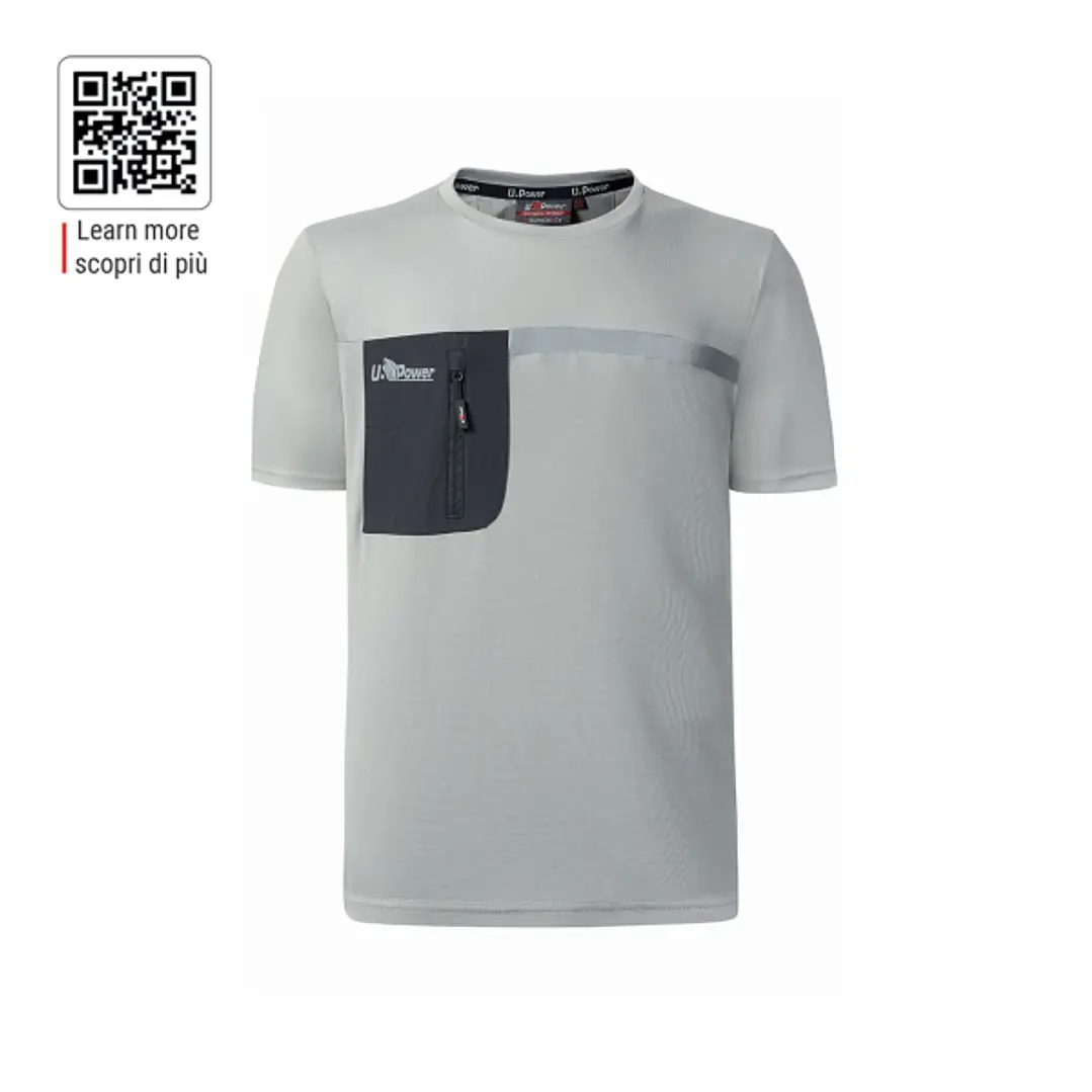 Upower Christal Camiseta Hombre con Termorregulacion Inteligente - Talla L - Efecto Antimicrobiano, Detalles Reflectantes, Bolsillo con Cremallera, Pr 1