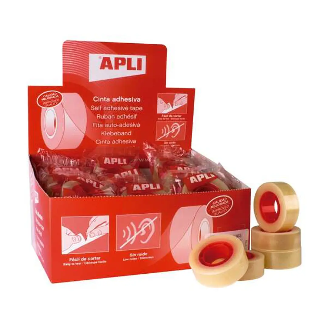 Apli Expositor de 35 Cintas Adhesivas Transparentes - Tamaño 19mm x 33m 1
