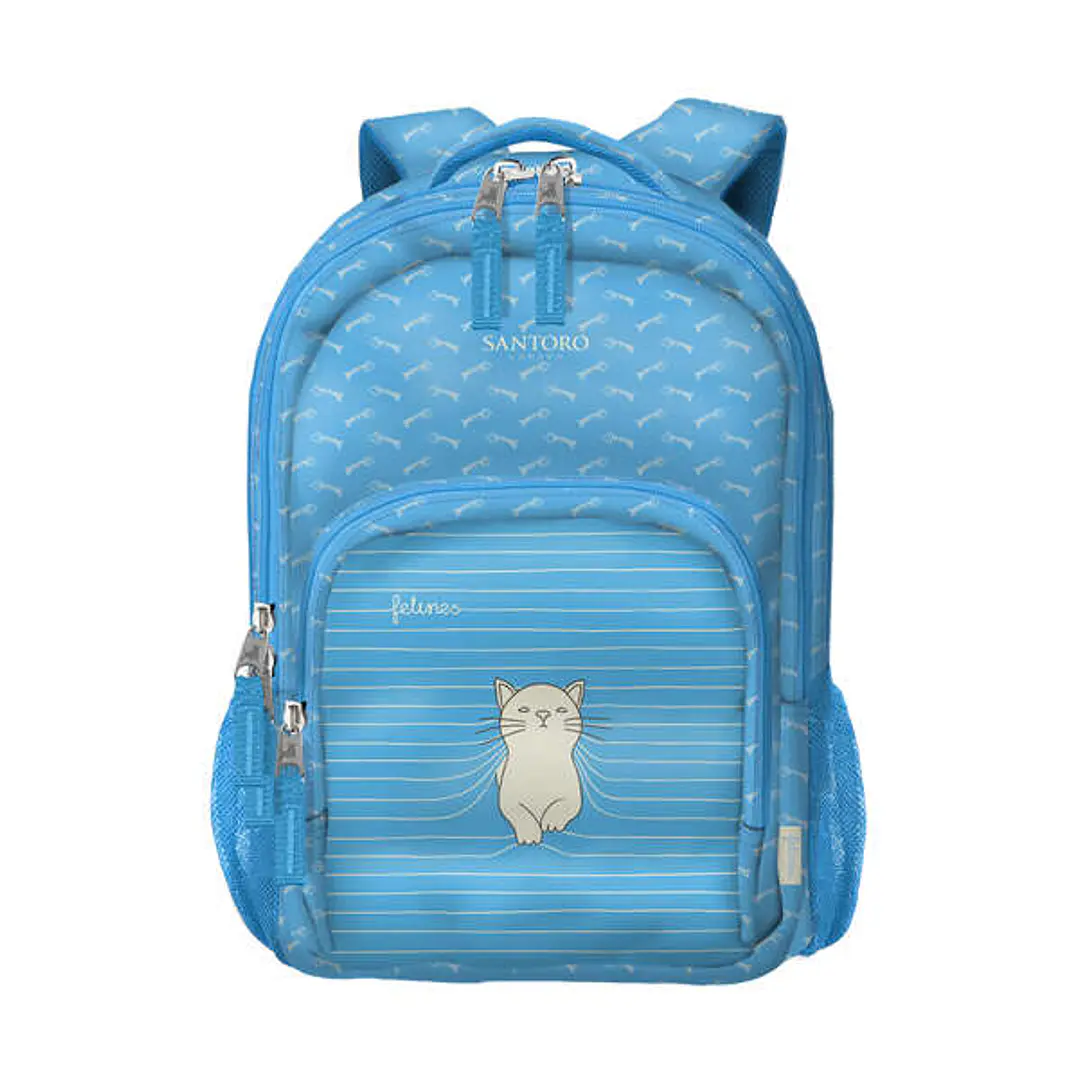 Dohe Santoro Felines Mochila Escolar Pequeña - 3 Compartimentos - Bolsillos Laterales - Tirantes Acolchados y Ajustables - Asa Superior 1