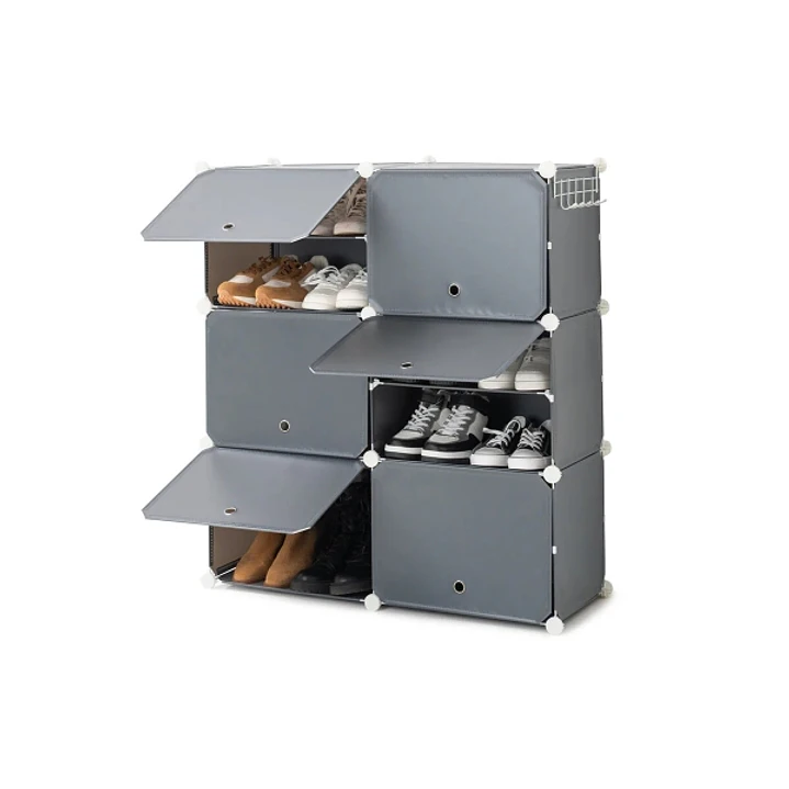 Innovagoods Grevoux Zapatero Modular para 20 Pares - 6 Modulos - Perchero Metalico Lateral - Orificios de Ventilacion - 84x96x32cm - Color Gris 1