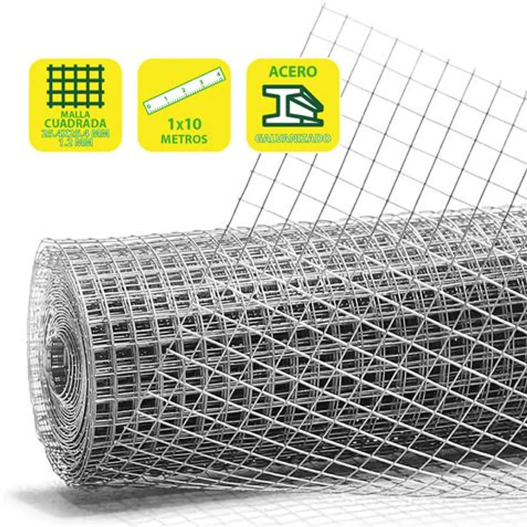 Sungarden Tela Metalica Galvanizada 25.4x25.4x1.2mm 1x10m - Color Gris 1
