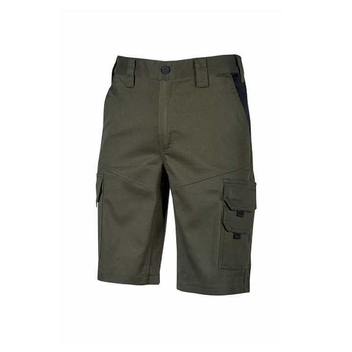 Upower Bonito Pantalones Cortos de Trabajo de Algodon Elastizado - Talla 2XL - Cinturilla Elastica, Bolsillos Multifuncionales, Cierre Cremallera, Cos 1