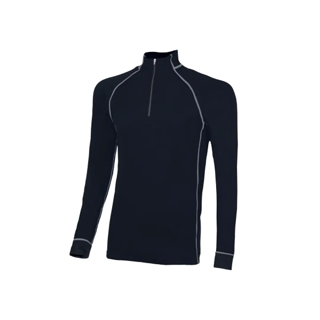 Upower Makalu Camiseta de Trabajo Tecnica - Talla L - Cuello Alto con Cremallera, Costuras Planas Antirritacion, Material Transpirable - Color Azul Ma 1