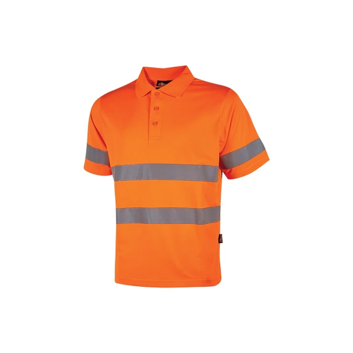Upower Enif Polo de Trabajo Alta Visibilidad - Talla 5XL - Franjas Reflectantes, Tejido Transpirable y Resistente, Cuello Canale Tres Botones, Tira An 1