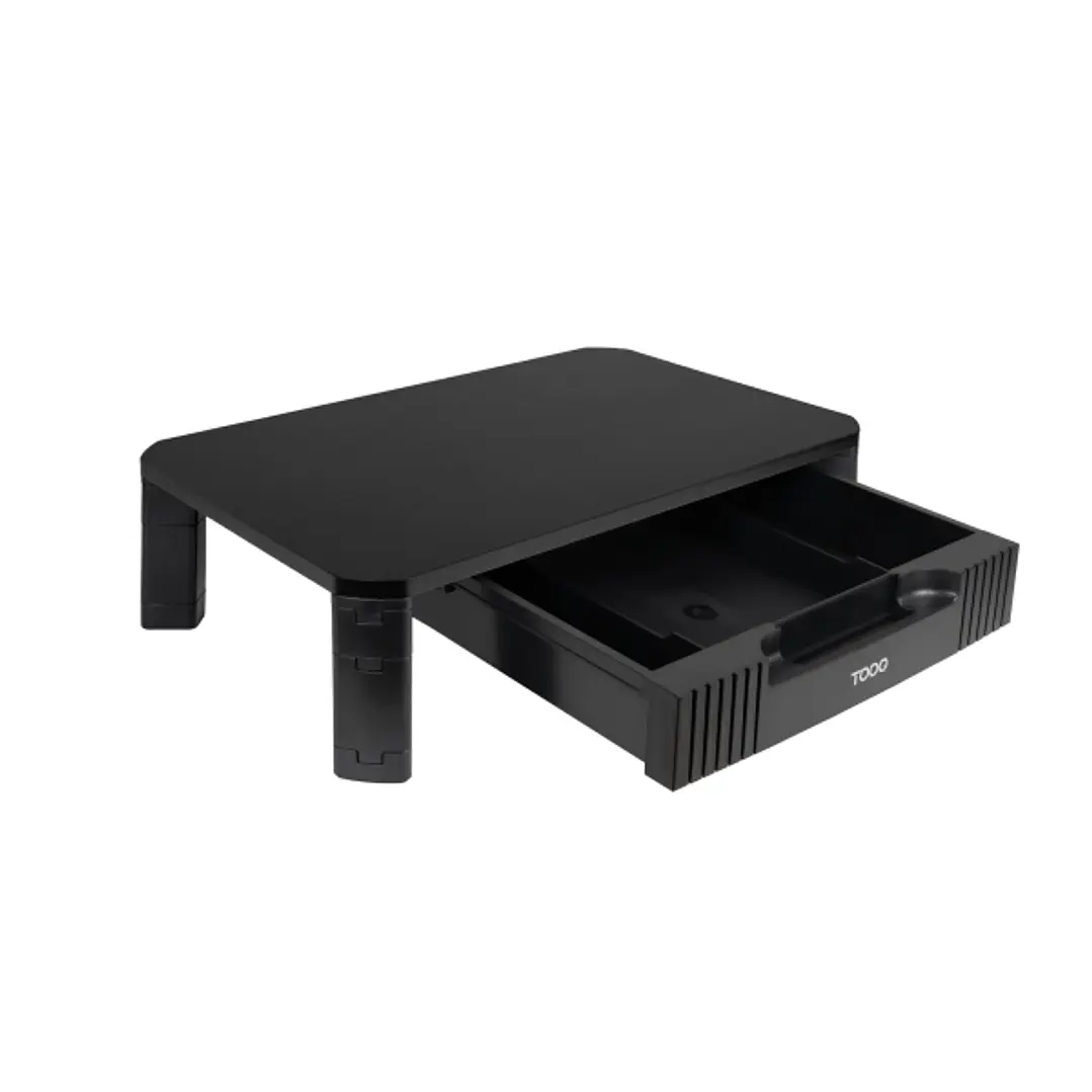 Tooq Soporte Elevador para Monitor o Portatil - Cajon de Gran Capacidad - Almohadillas Antideslizantes - Regulacion de Altura - Peso Max. 20kg - Color 1
