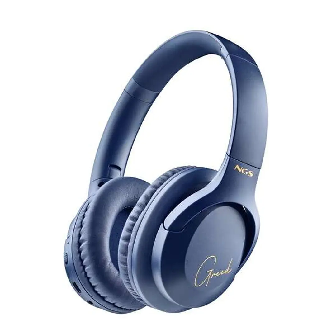 NGS Artica Greed Auriculares Bluetooth 5.1 con Microfono - Diadema Ajustable - Almohadillas Acolchadas - Autonomia hasta 46h - Manos Libres - Color Az 1