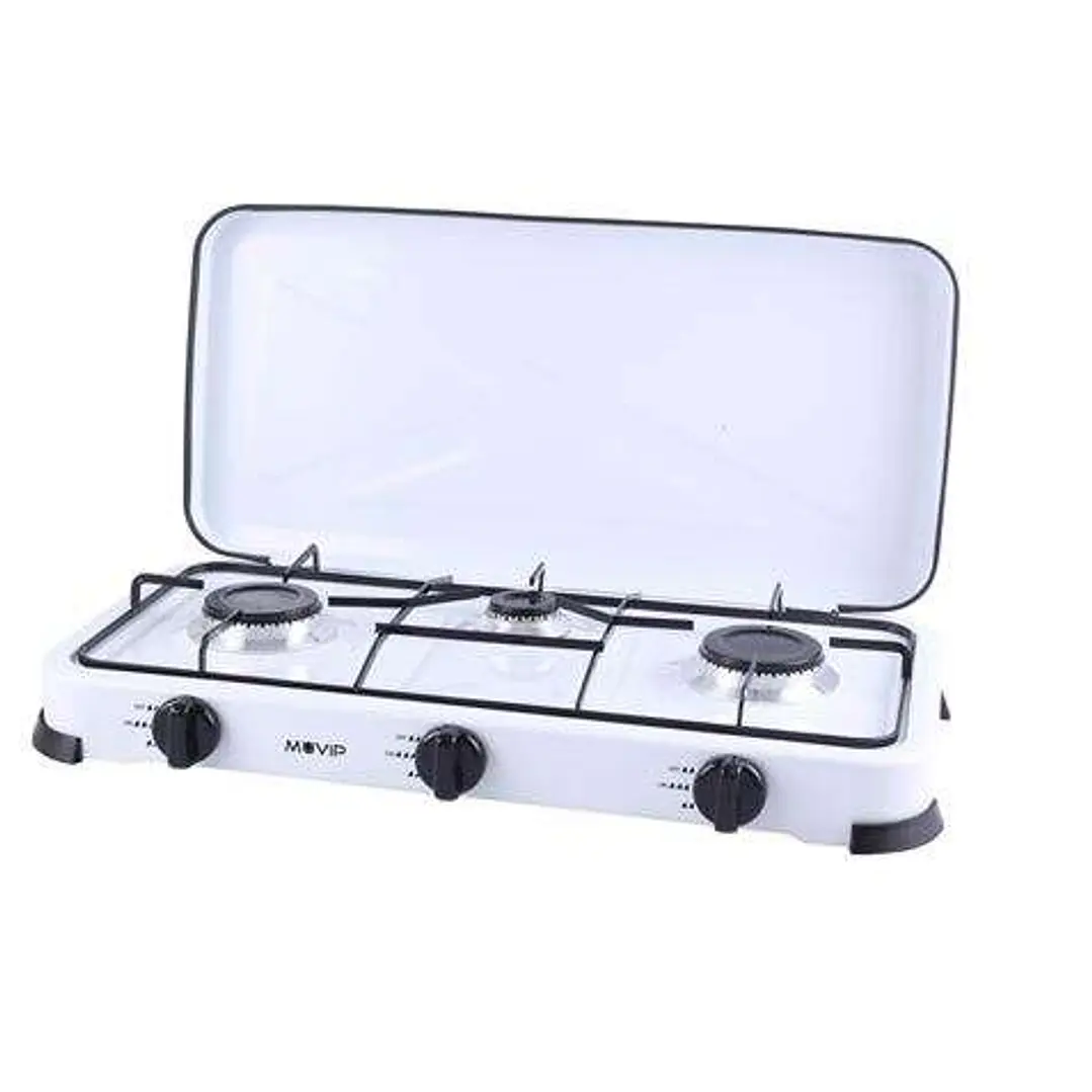 Muvip Cocina de Gas 3 Fuegos - Encendido Manual - Rejillas Extraibles - Tapa Protectora 1
