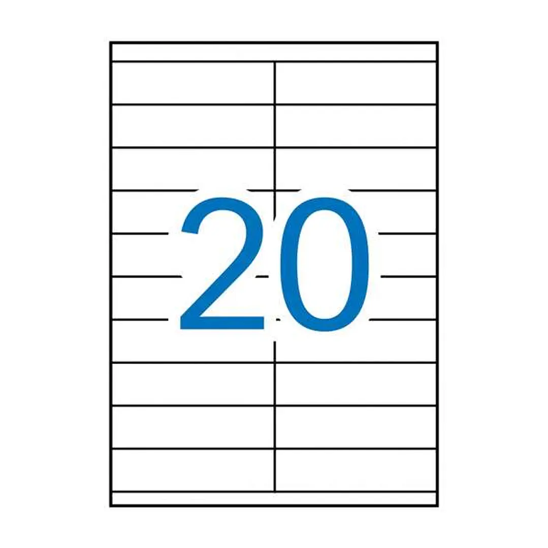 Apli Pack de 2.000 Etiquetas Rectangulares 105x29mm - 100 Hojas por 20 Etiquetas - Adhesivo Permanente - Cantos Rectos - Color Blanco 1