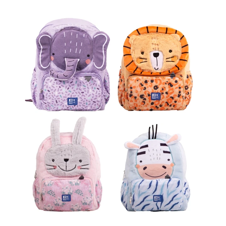 Oxford Kids Mochila Infantil 8.5L Tacto Suave Peluche - Diseño Surtido 4 Animal Besties - Ideal para Niños Pequeños - Espaciosa y Comoda - Confecciona 1
