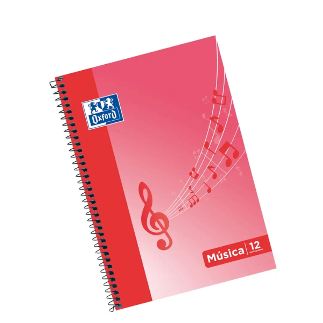 Oxford School Musica Fº Cuaderno Espiral - Tapa Blanda - 12 Pentagramas - Interlineado de 2.5mm - 20 Hojas - Ilustracion en la Tapa 1