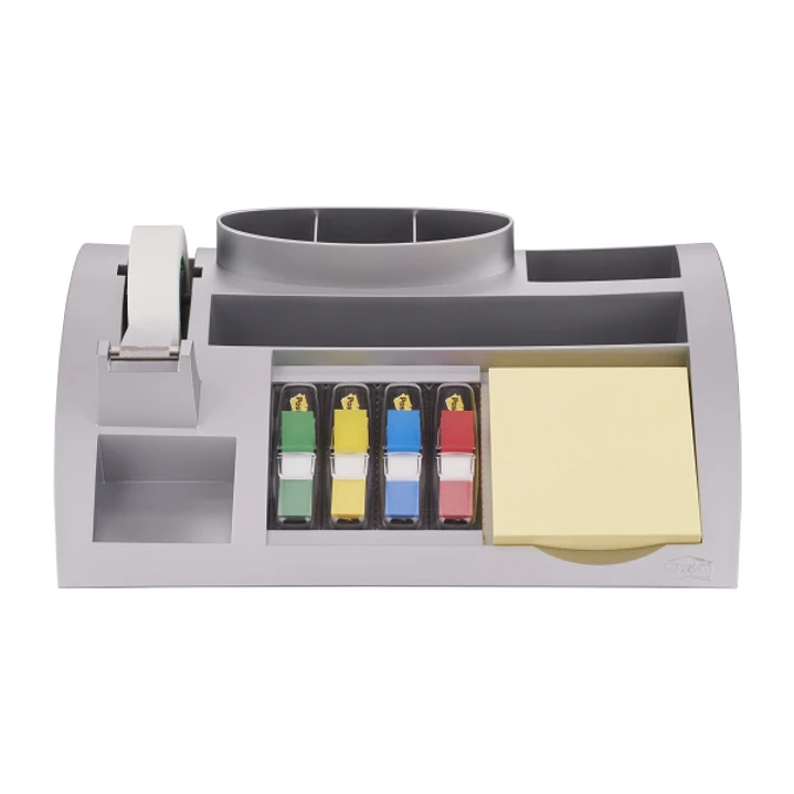 Post-It Index Organizador de Sobremesa - Incluye Bloc de Notas, Marcadores y Cinta Adhesiva - Forma - Color Gris 1