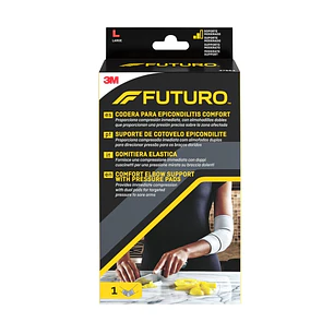 Futuro Comfort Codera para Epicondilitis - Talla L (27.9 - 30.5cm) - Transpirable - Elastico - Anatomico - Color Gris