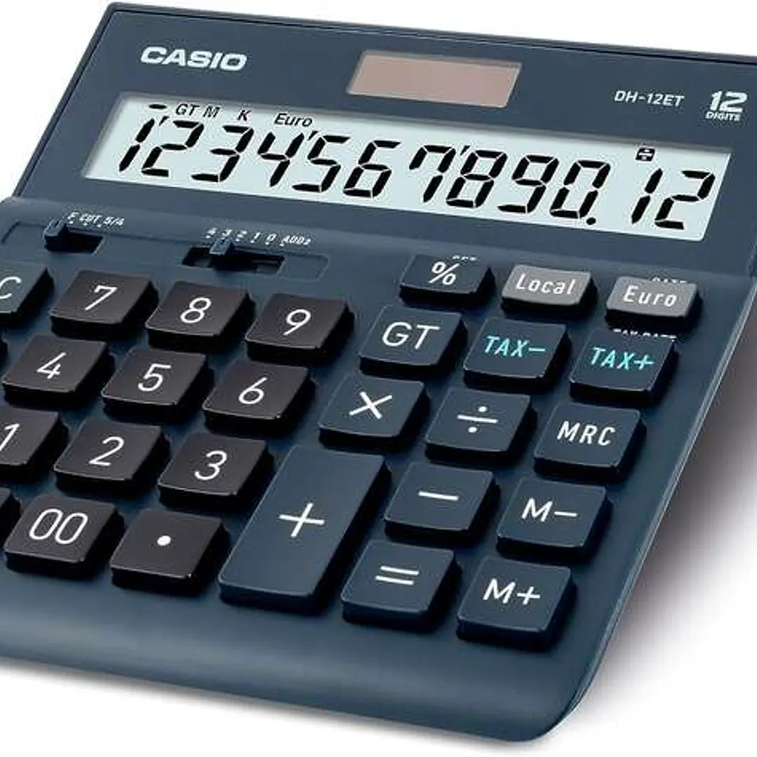 Casio DH-12ET Calculadora de Sobremesa - Pantalla Extragrande de 12 Digitos - Alimentacion Solar y Pilas - Color Azul Oscuro 1