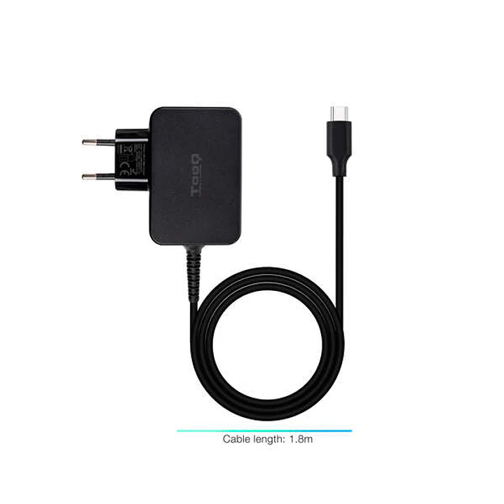 Tooq Cargador de Portatil GaN USB-C/PD 65W - Cable de 1.80m - Color Negro 1