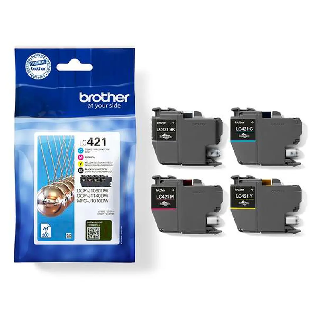 Brother LC421 Pack de 4 Cartuchos de Tinta Originales - LC421VAL 1