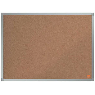 Nobo Essence Tablero de Anuncios de Corcho 600x450mm - Montaje en Esquinas - Superficie de Corcho - Marco de Aluminio Anodizado - Color Natural