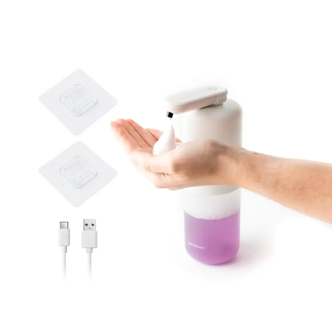 Innovagoods Bitefom Dipensador de Jabon en Espuma Automatico - Bateria 1200mAh - Deposito de 350ml - IPX5 - Recargable - Sistema Antigoteo - 11x21.5x6 1