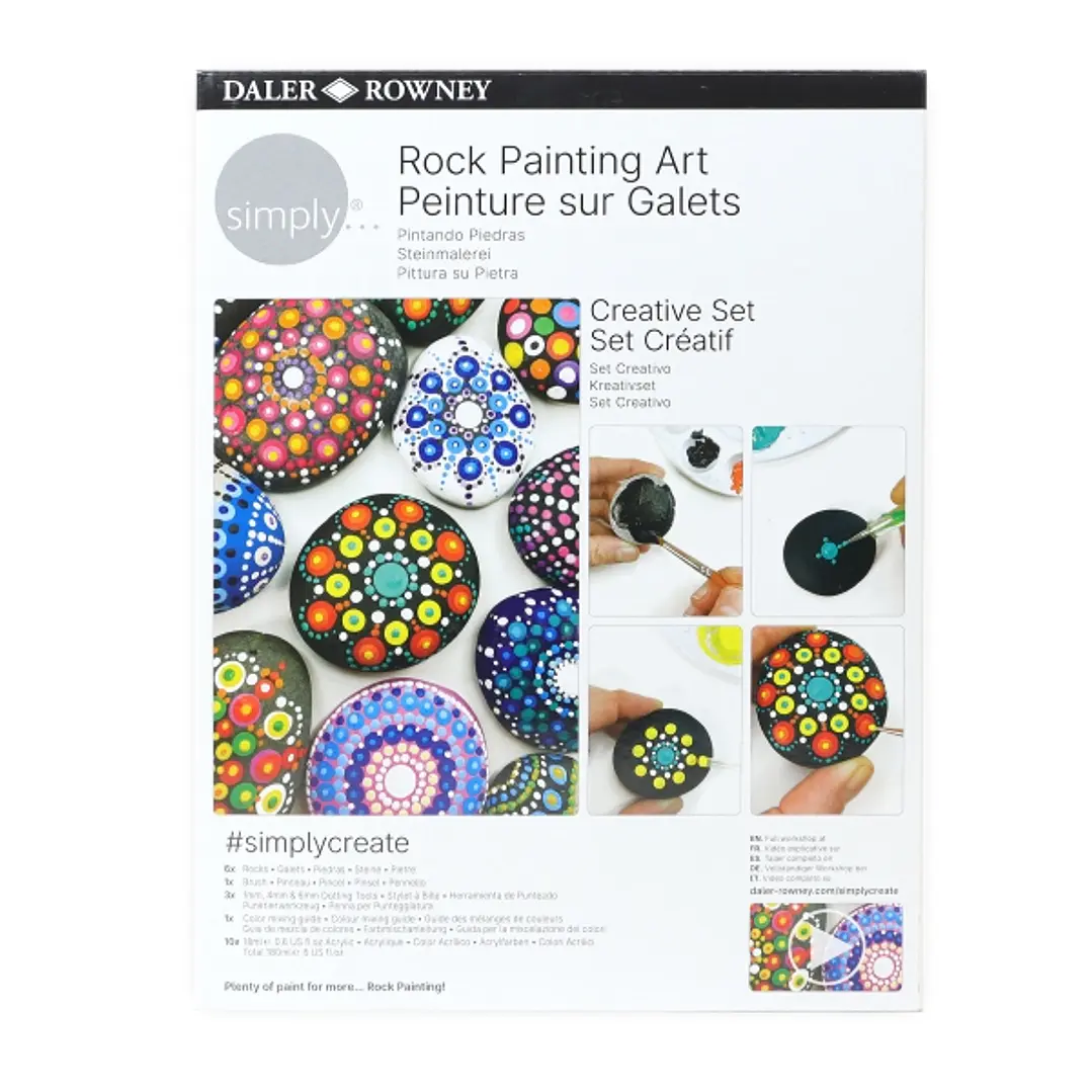 Daler Rowney Simply Creative Pack de Pintura Acrilica - Tematica Rock Painting Art - Caja de Carton - Colores Surtidos 1