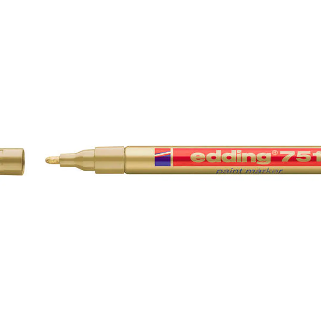 Edding 751 Rotulador Permanente - Punta Redonda - Trazo entre 1 y 2 mm. - Tinta Opaca - Secado Rapido - Color Oro 1