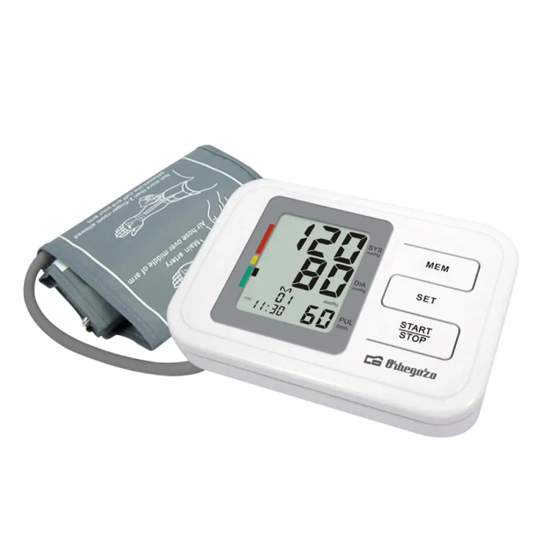 Orbegozo Tensiometro de Brazo Digital - Medicion Automatica Inteligente - 60 Memorias para 2 Usuarios - Pantalla LCD Iluminada - Diagnostico por Barra 1
