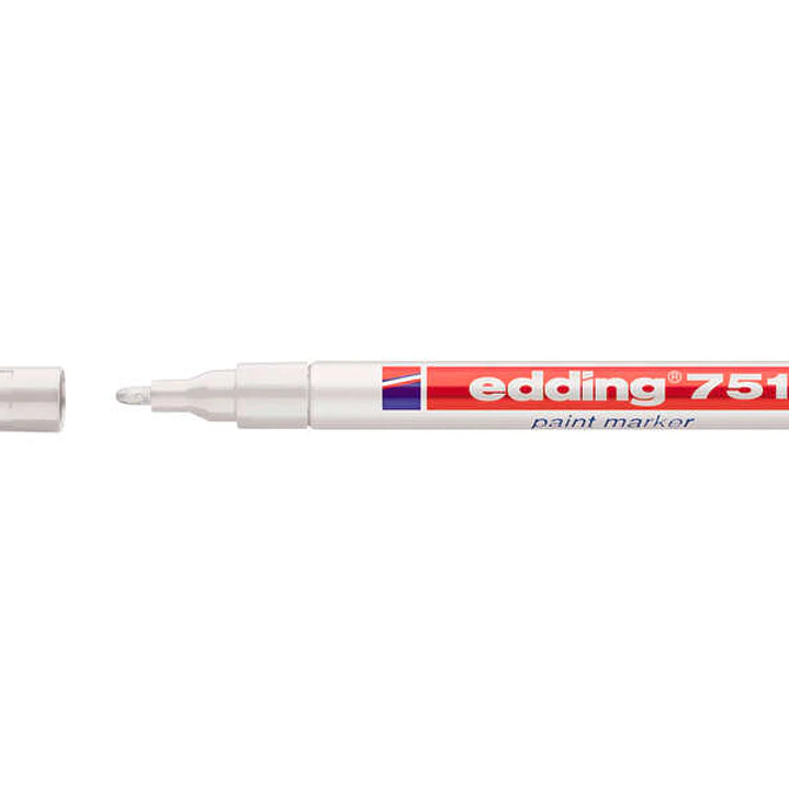Edding 751 Rotulador Permanente - Punta Redonda - Trazo entre 1 y 2 mm. - Tinta Opaca - Secado Rapido - Color Blanco 1