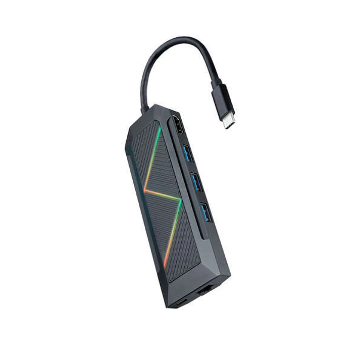 Nanocable 8 en 1 Hub USB-C 3.0 con 3x USB-A 3.0, 1x USB-C PD, 1x HDMI, 1x RJ45, 1x Lector SD, 1x Lector TF - Carcasa de Aluminio - Cable de 0.15m 1