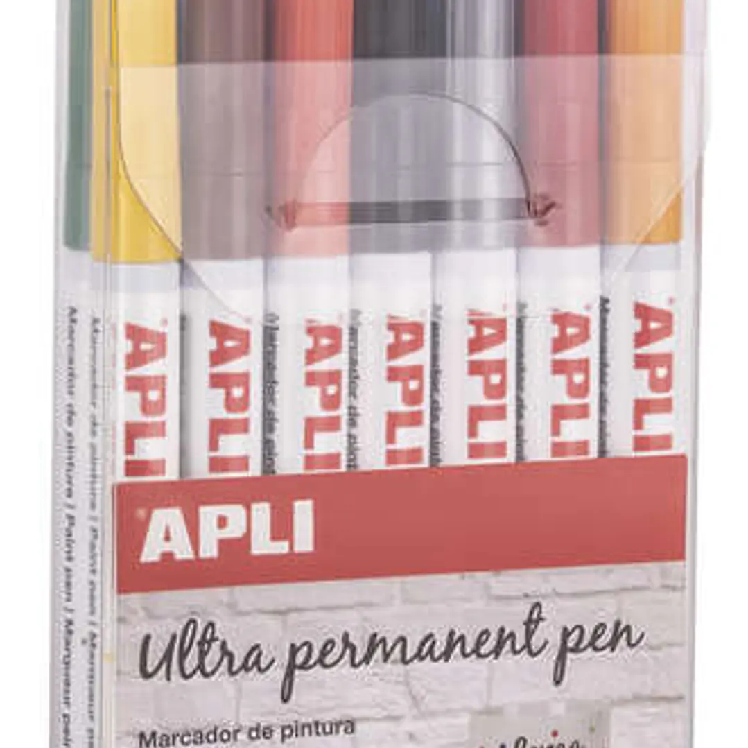 Apli Rotuladores Tinta Permanente Punta Fina - Pack 14 Colores - Base Aceite - Resistente Al Agua - Soporta Hasta 60°C 1