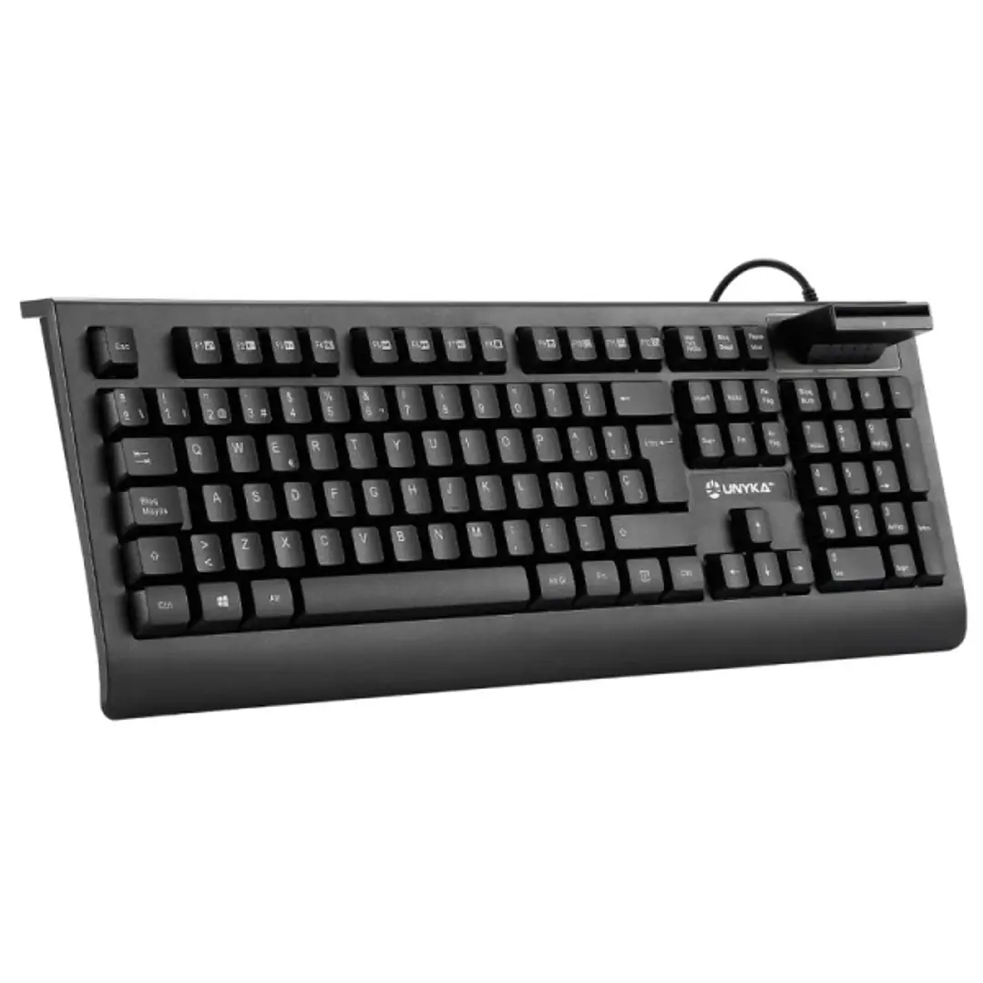 Unykach KB918 Teclado USB con Lector Inteligente de Tipo PC/SC 2.0 como DNIe o Tarjeta Sanitaria Española - Idioma Español - Color Negro 1