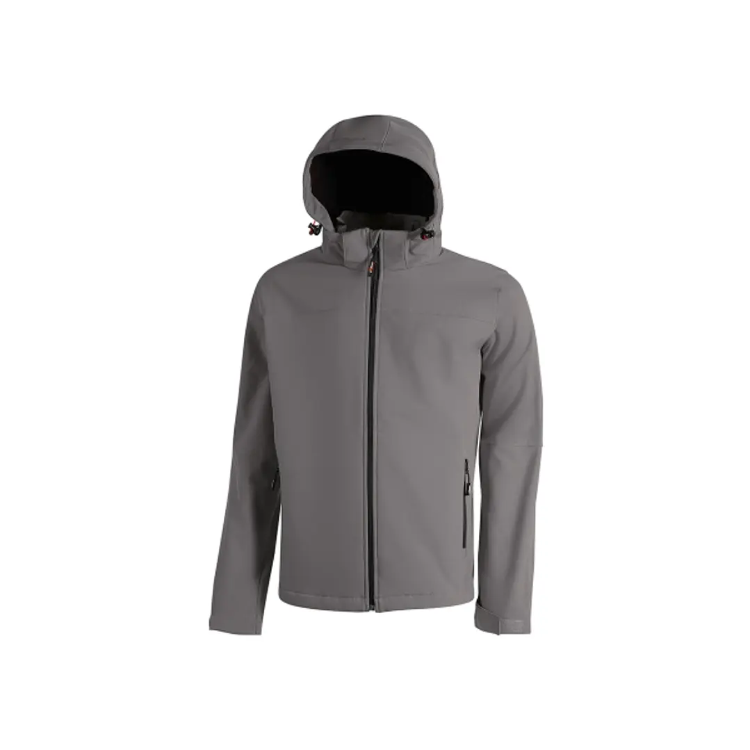Upower Kyra Cazadora de Trabajo con Tejido Soft Shell - Talla L - Antiviento, Repelente al Agua, Capucha Desmontable, Bolsillos con Cierre, Mangas Pre 1