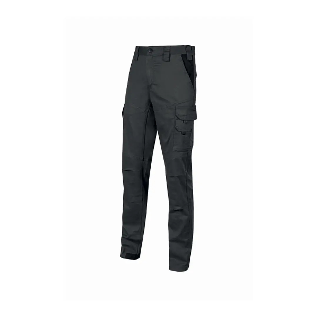 Upower Guapo Pantalones de Trabajo de Algodon Elastico - Talla L - Bolsillos Multifuncionales, Cierre Resistente, Proteccion Lumbar, Detalles Reflecta 1
