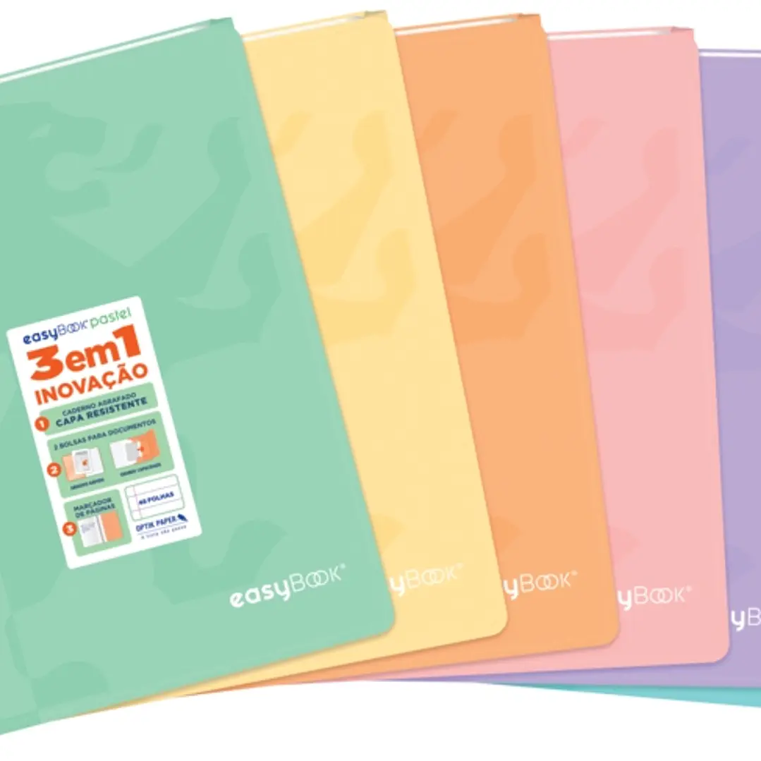 Oxford Easybook A4 Libreta Grapada - Tapa de Plastico Resistente - 1 Linea con 2 Margenes - 48 Hojas de Papel Pastel 1