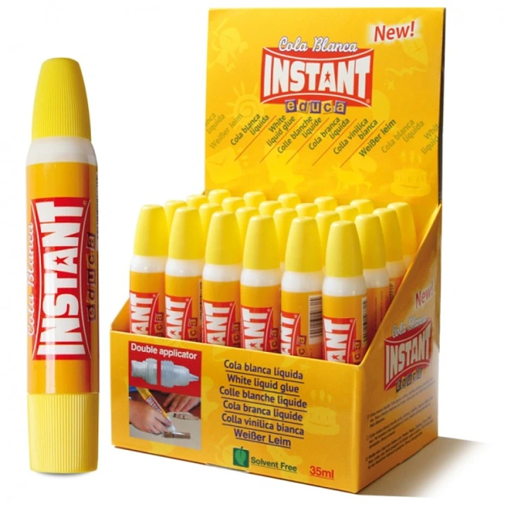 Instant Educa Cola Blanca 35ml - Doble Aplicador - A Base de Componentes Naturales - Sin Disolventes - Color Blanco 1