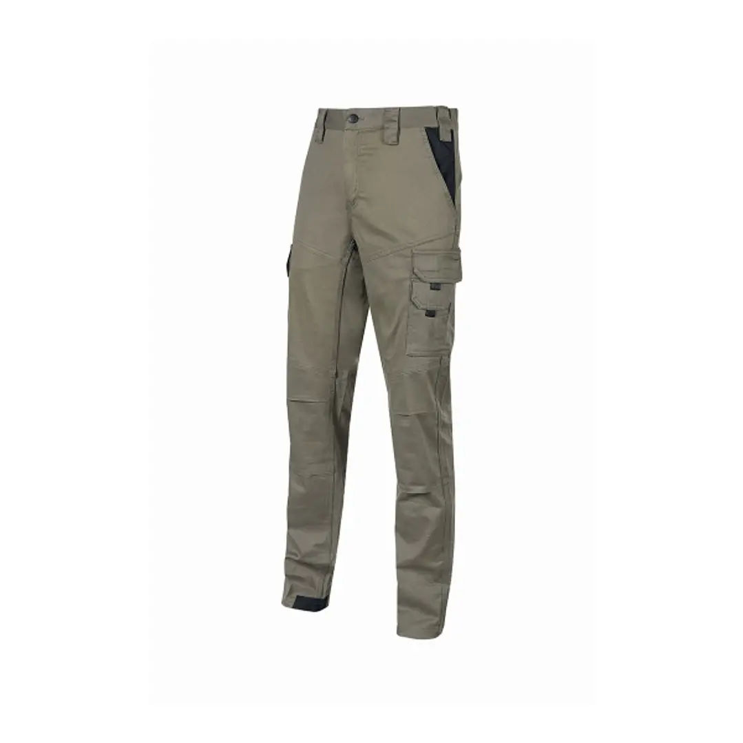 Upower Guapo Pantalones de Trabajo de Algodon Elastico - Talla M - Multiples Bolsillos, Cierre Resistente, Cintura Elastica, Rodillas Preformadas, Tal 1