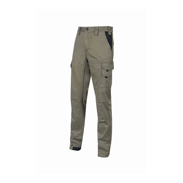 Upower Guapo Pantalones de Trabajo de Algodon Elastico - Talla M - Multiples Bolsillos, Cierre Resistente, Cintura Elastica, Rodillas Preformadas, Tal 1