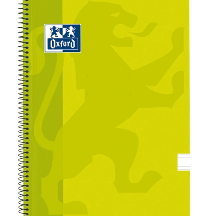 Oxford School Classic Cuaderno Espiral Tapa de Plastico Folio - Pauta 3.5 con Margen - 80 Hojas - Color Lima 1