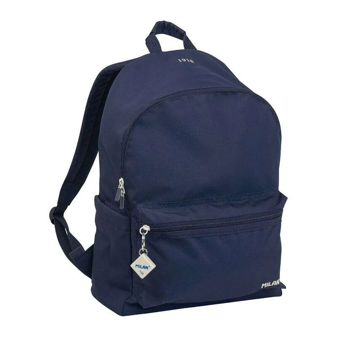 Milan Serie 1918 Mochila Urbana 22L - Bolsillo Delantero + 2 Bolsillos Laterales - Asas Regulables y Acolchadas - Tamaño 41x30x18cm - Color Azul Oscur 1