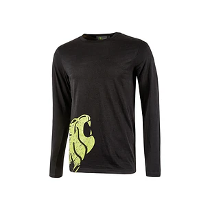 Upower Alien Camiseta de Manga Larga en Algodon - Talla L - Corte Ajustado, Cuello Redondo Acanalado, Impresion Serigrafica Cabeza de Leon, Proteccion