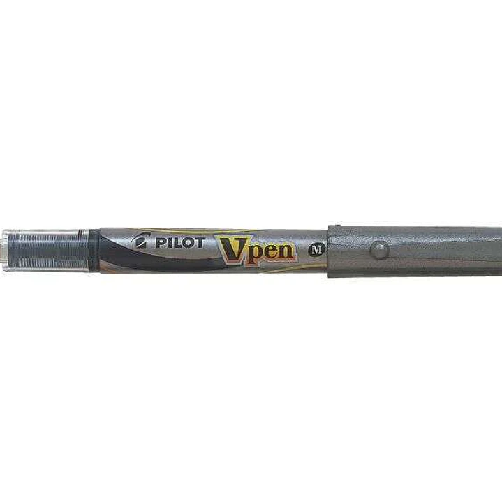 Pilot Pluma Estilografica V-Pen Silver - Desechable - Tinta Liquida - Punta de Acero - Trazo de 0.5mm - Color Negro 1
