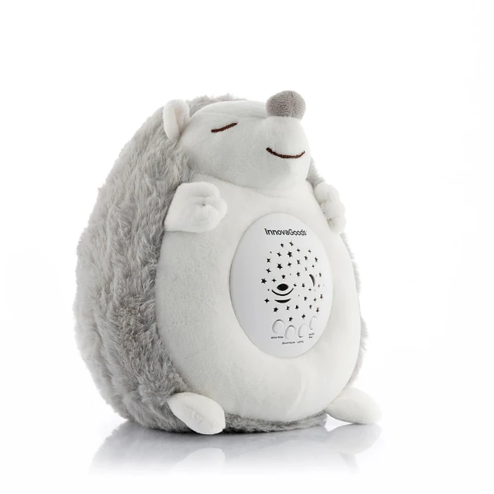 Innovagoods Spikey Erizo de Peluche con Ruido Blanco y Proyector Quitamiedos - Luz LED RGB - Apagado Automatico - Estrellas y Lunas en el Techo - 16x1 1