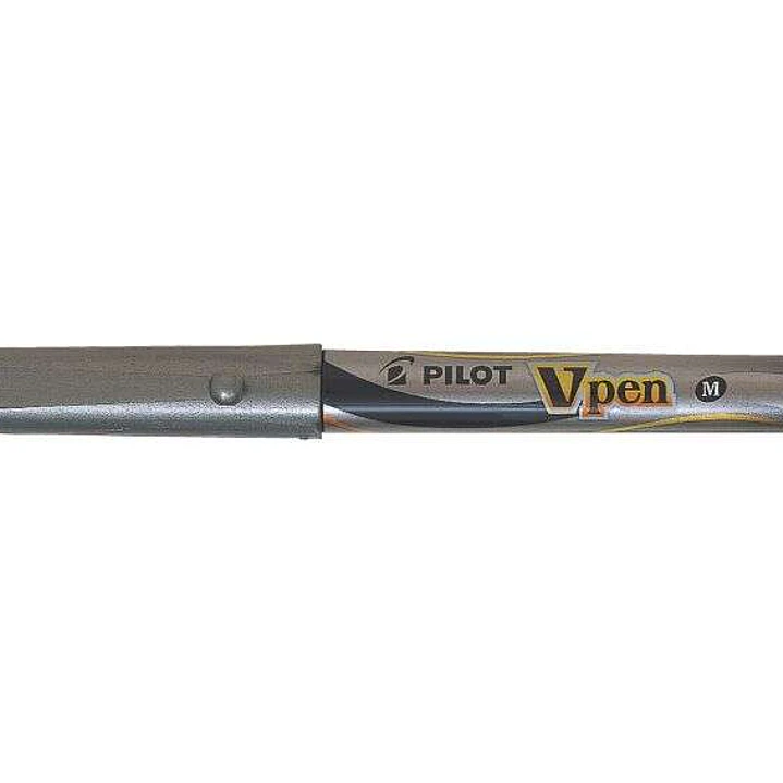 Pilot Pluma Estilografica V-Pen Silver - Desechable - Tinta Liquida - Punta de Acero - Trazo de 0.5mm - Color Azul 1
