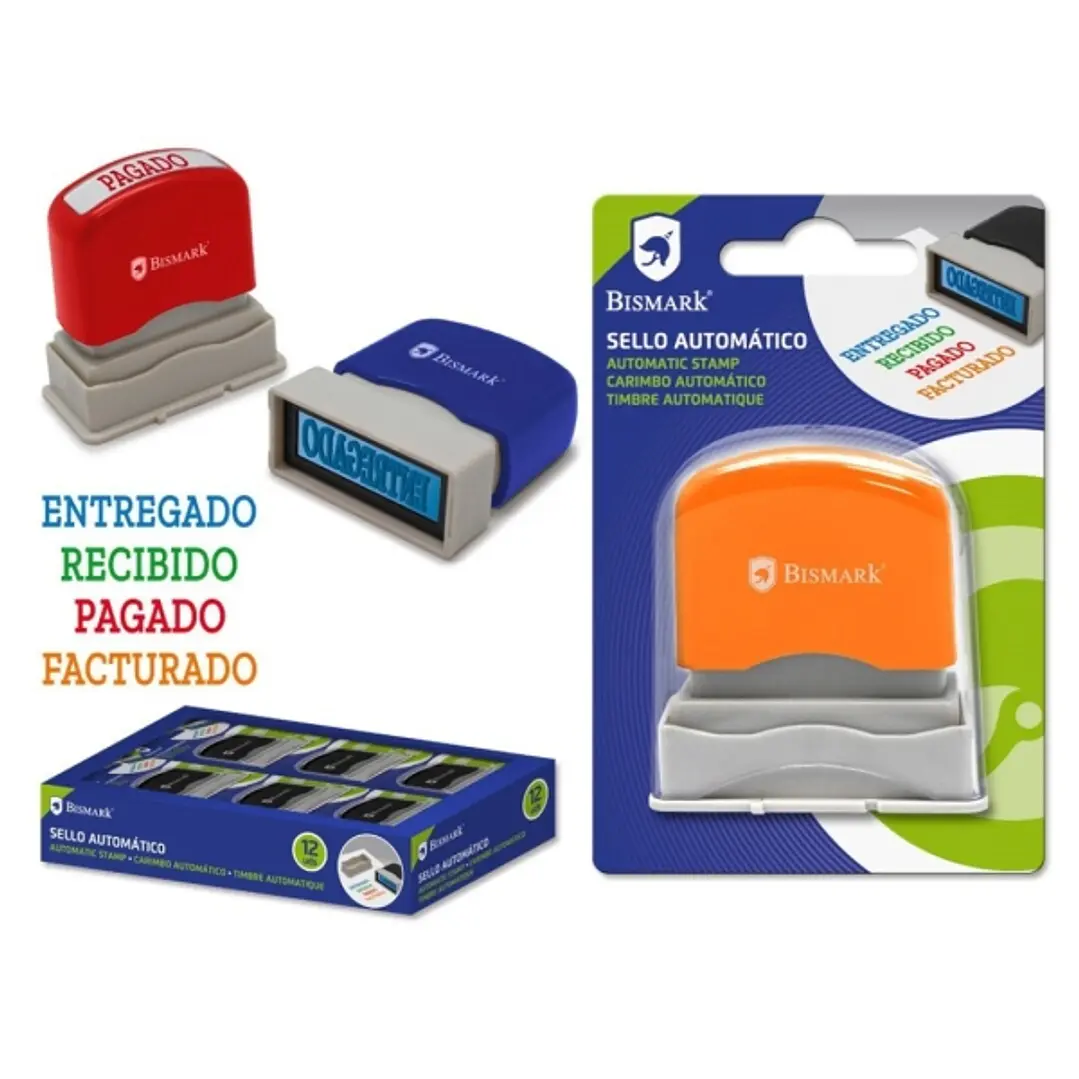 Bismark Sello Automatico - Modelos: Entregado, Recibido, Pagado y Facturado - Diferentes Colores para Diferenciarlos 1