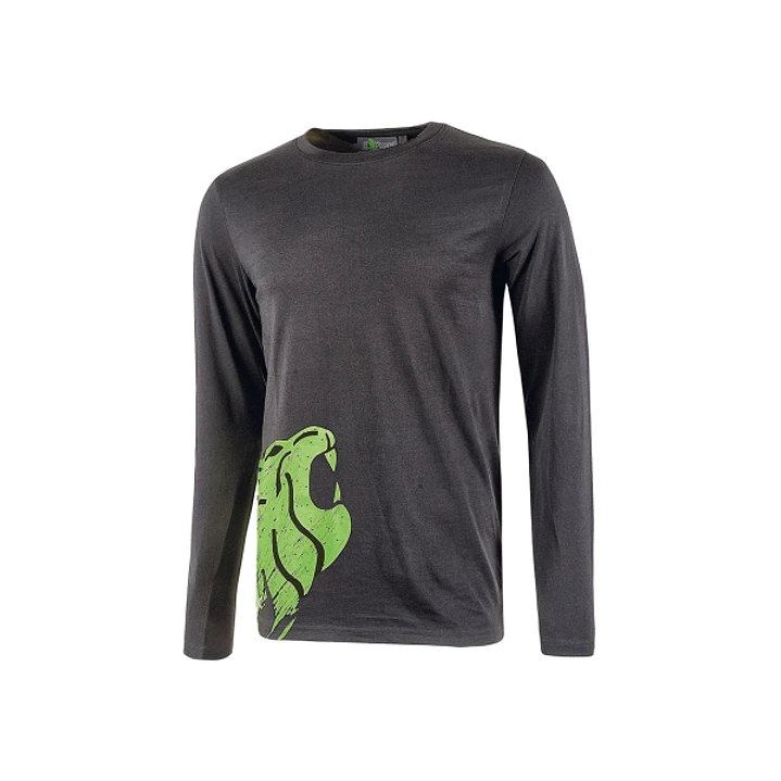 Upower Alien Camiseta de Manga Larga de Algodon - Talla XL - Corte Ajustado, Cuello Redondo Acanalado, Impresion Serigrafica Cabeza de Leon, Proteccio 1