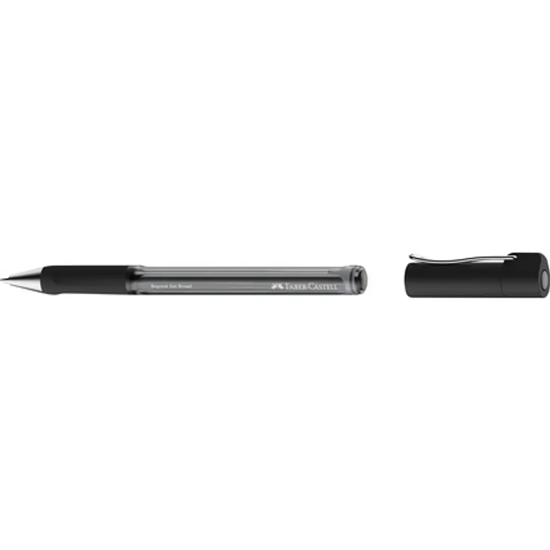 Faber-Castell Beyond Gel Broad Boligrafo con Capuchon - Punta 1mm - Trazo de 0.6mm - Grip de Agarre - Tinta Gel Negra 1
