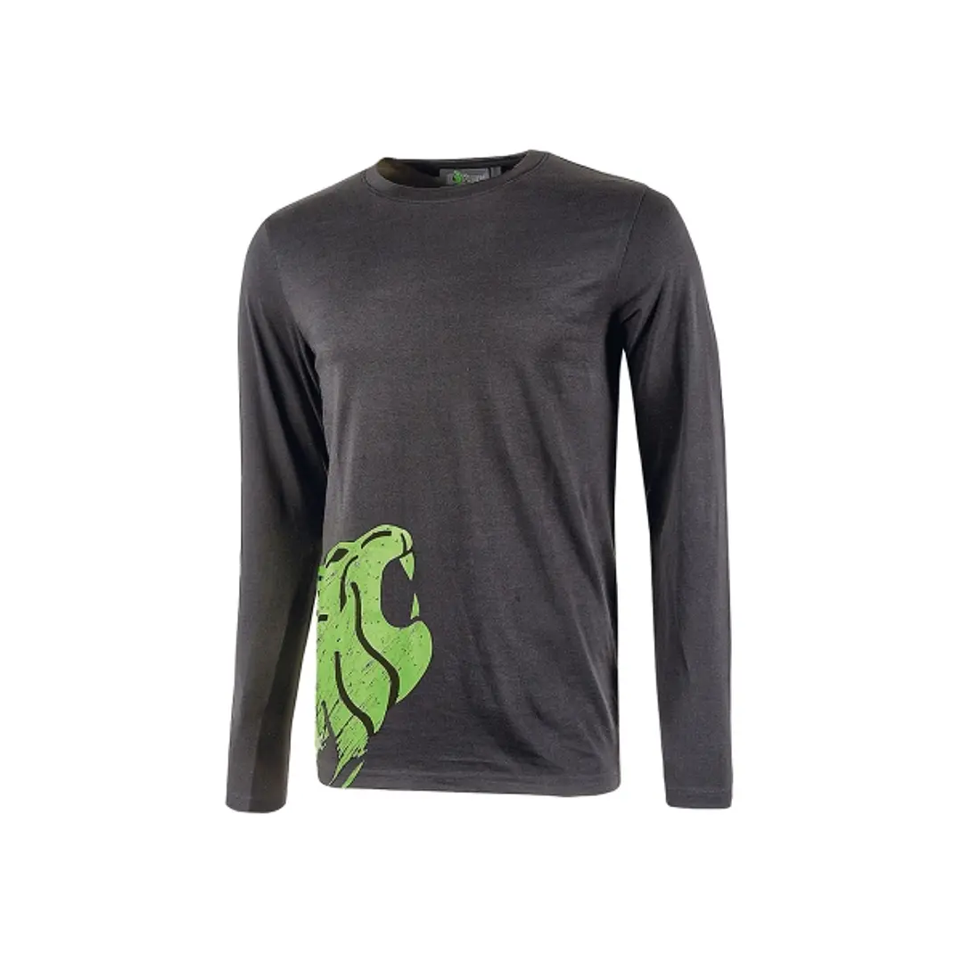 Upower Alien Camiseta de Manga Larga en Algodon - Talla 3XL - Corte Ajustado, Cuello Redondo Acanalado, Impresion Serigrafica Cabeza de Leon, Protecci 1