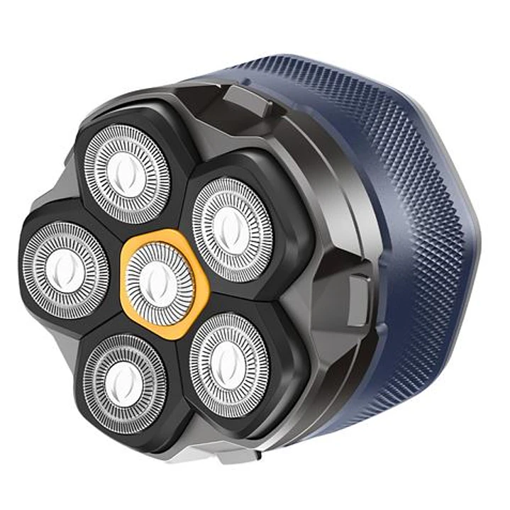XO Afeitadora Rotatoria - 6 Cuchillas Flexibles - Uso a una Mano - Cabezal Magnetico - Bateria 1400mAh hasta 4H - Apta para Cabeza y Cara - Motor 6500 1