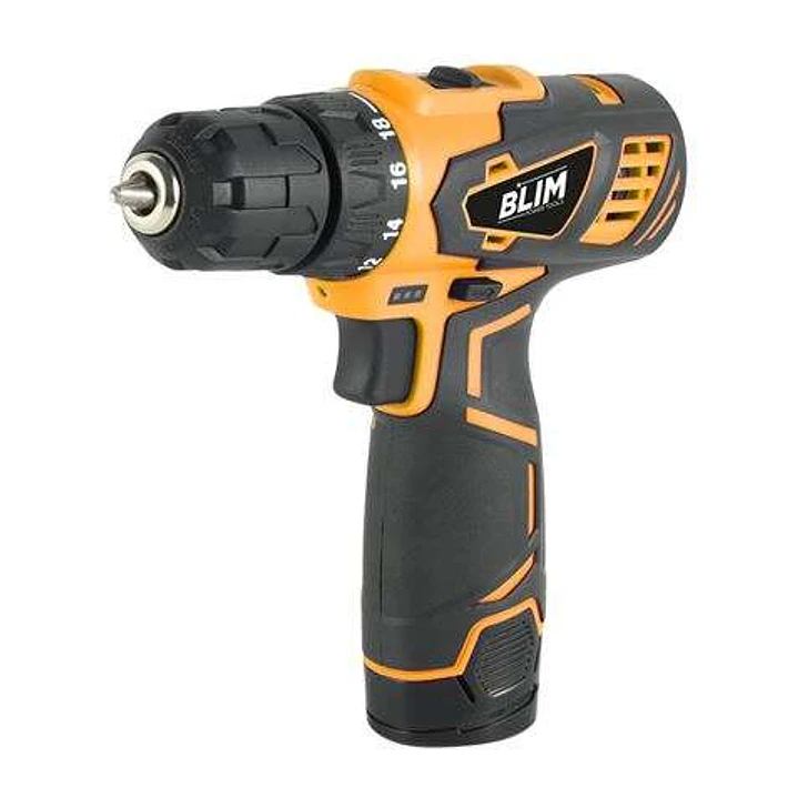 Blim Taladro Inalambrico - 10mm - Mango Ergonomico - Bateria 12V - 1.5 Ah - Cargador - Display y Luz LED - 2 Velocidades - Par Maximo 28Nm - Par de Ap 1