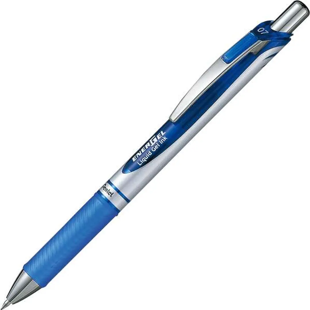 Pentel Energel Boligrafo de Bola Retractil - Punta 0.7mm - Trazo 0.35mm - Tinta Gel - Recargable - Grip de Agarre - Clip de Metal - 50% de Materiales  1
